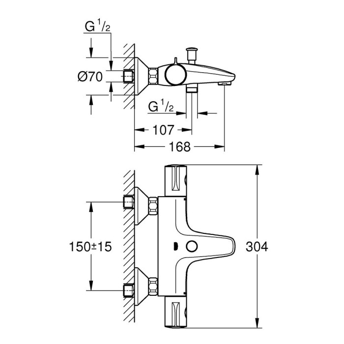 34567000 Grohtherm 800 Термостат д/ванни (1 сорт)