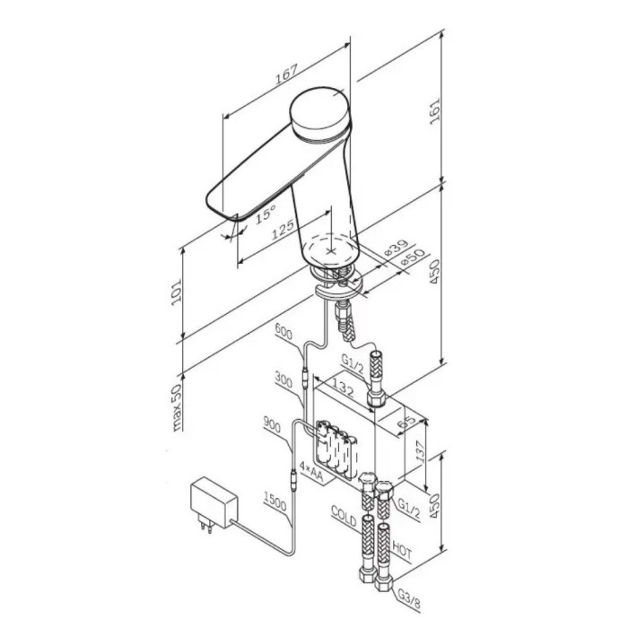 F50A02400 Inspire V2.0, змішувач для умивальника, електронний, хром, шт. (1 сорт)