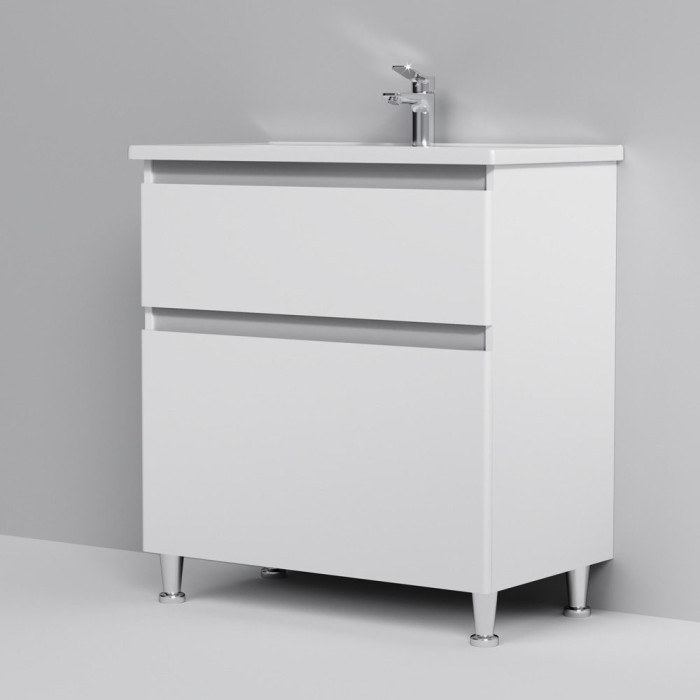 M85-FSX0802-WC0802WG38 X-Joy, База з раковиною, на підлогу, 80 см, 2 ящика, білий глянець (1 сорт)