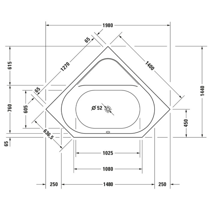 700137000000000 D-code  Ванна 1400x1400mm (1 сорт)
