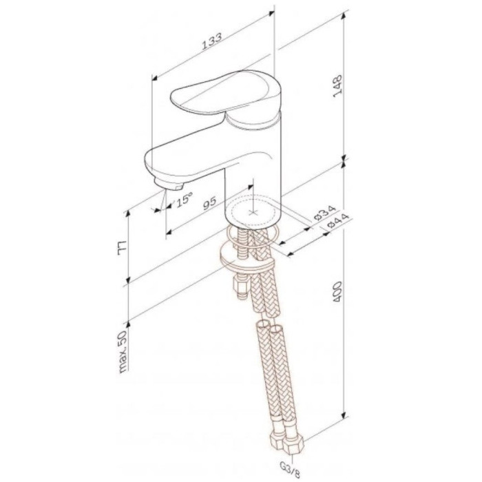 F85C02100 Sunny, змішувач для умивальника, хром (1 сорт)