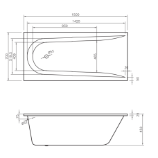 Ванна Boomerang  1500x700 посилений борт, з ніжками (1 сорт)