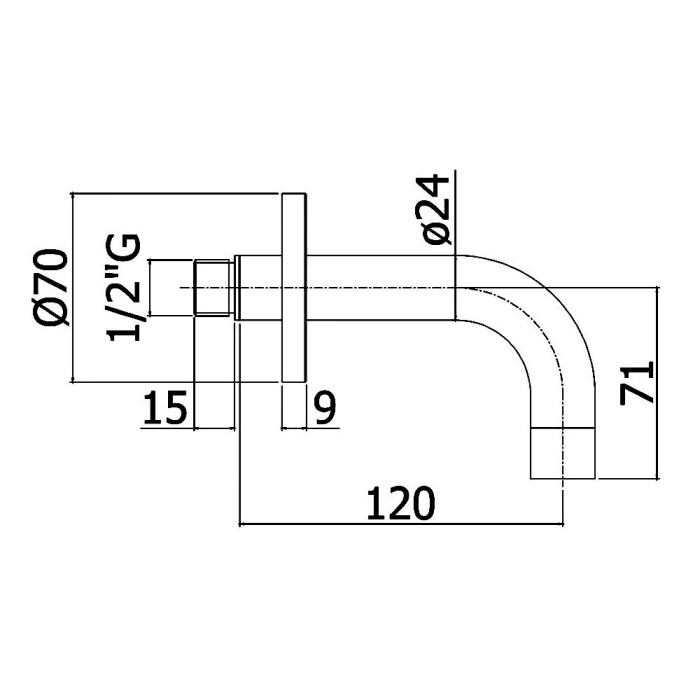 ZBOC140ST Light  Вилив для ванни 120мм, steel looking (1 сорт)