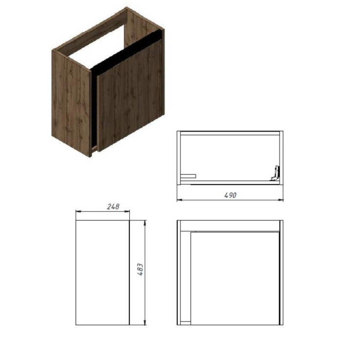 063050A SMALL Тумба 50 з умивальником, антрацит мат (1 сорт)