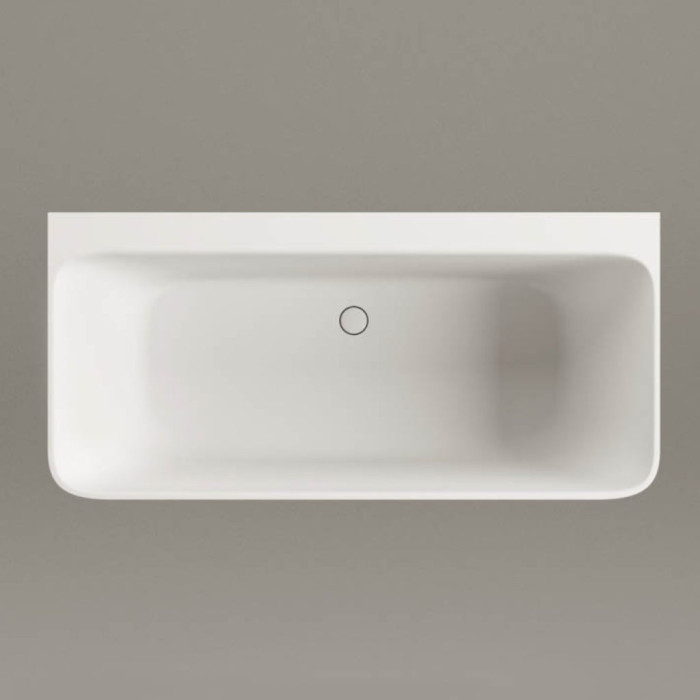 VAQUAWAS/00 QUADRO WALL Ванна пристінна 160х76 см з литого (штучного) каменю Silkstone, з інтегрованим сифоном, колір білий мат (1 сорт)