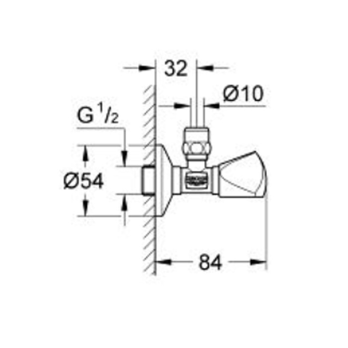 22939000 Універсальний кутовий вентиль mini з 1/2 на 3/8 (1 сорт)