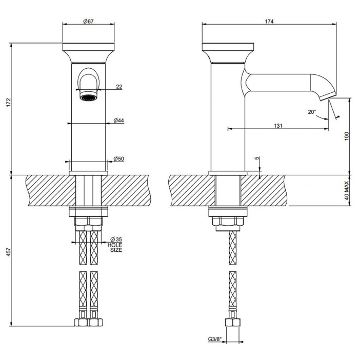 66002-726 ORIGINI Змішувач для раковини , Warm Bronze Br.PVD (1 сорт)