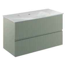 131775+126225  Тумба VORA 100 2  ящ, +   раковина біла ENZO,   MINERAL GREEN (1 сорт)