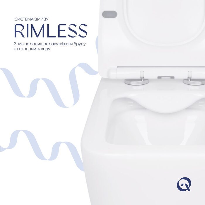 Унітаз підвісний Qtap Crow Rimless безобідковий з сідінням Soft-close QT05335170W