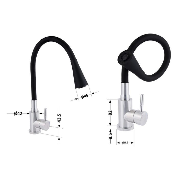 Змішувач для кухні Lidz Aria 015F31 з гнучким виливом (k35) LDARI015F31BNK31872 Black / Nickel