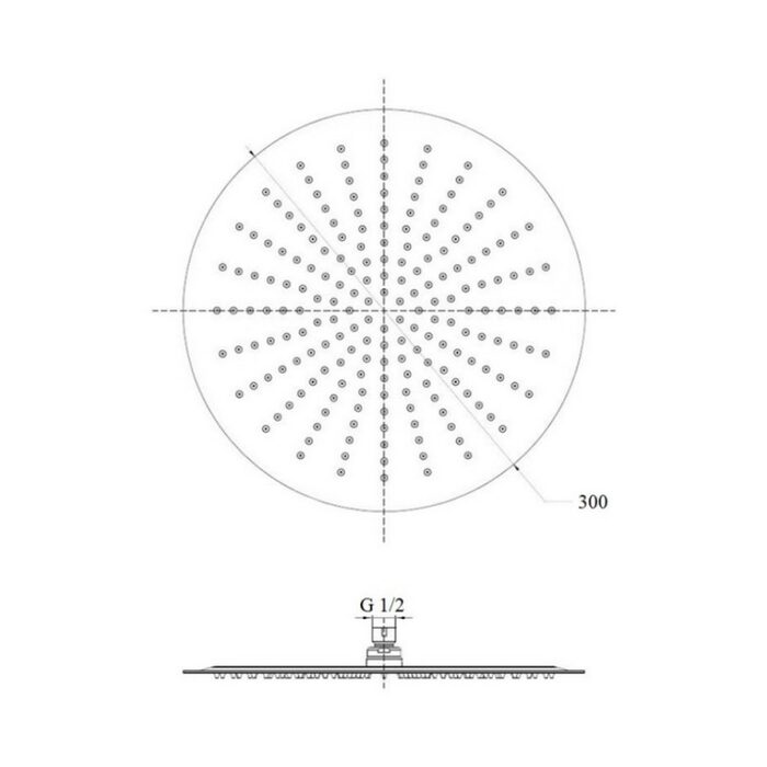 Лійка для верхнього душу Лейки Lidz Лейка 130 300 мм округла LDNIA130NKS32451 Chrome