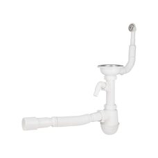 Сифон для кухонної мийки Lidz (WHI) 60 08 E001 01 ECO з круглим переливом (вихід 50 мм)