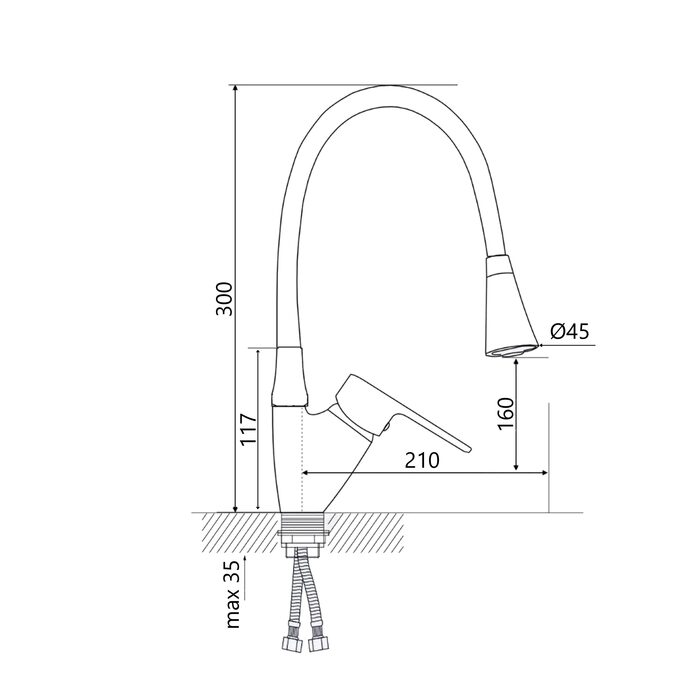 Змішувач для кухні Lidz Tani 008F3 з гнучким виливом (k40) LDTAN008F3WCR37037 White / Chrome