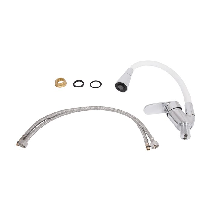 Змішувач для кухні Lidz Tani 008F3 з гнучким виливом (k40) LDTAN008F3WCR37037 White / Chrome