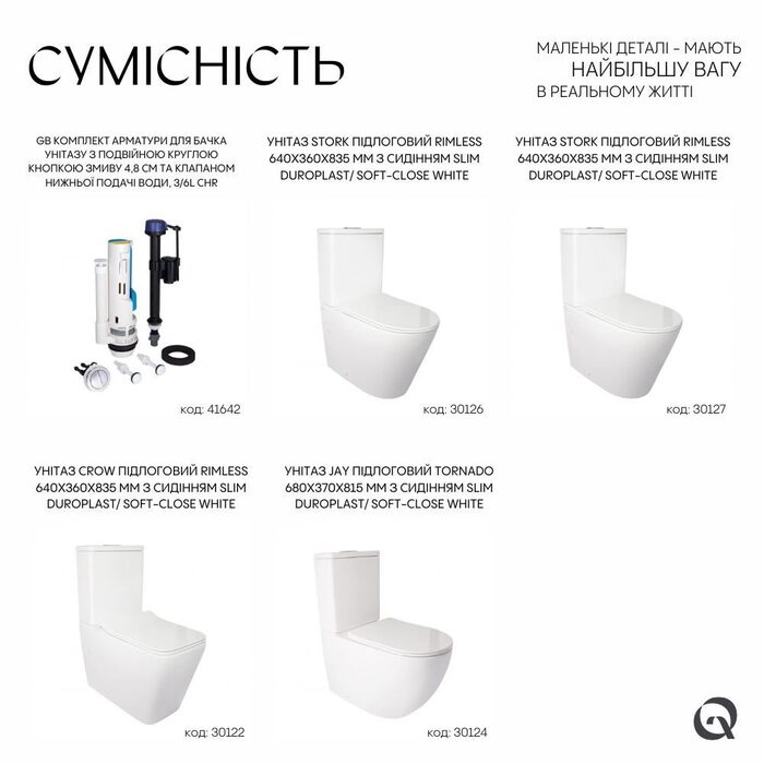 Qtap GB комплект арматури для бачка унітазу з подвійною круглою кнопкою змиву 4,8 см та клапаном нижньої подачі води, 3/6L CHR