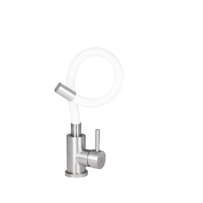 Змішувач для кухні Lidz Aria 015F3 з гнучким виливом (k35) LDARI015F3WHI43362 White / Nickel