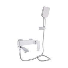 Змішувач для ванни Qtap Swan Cascada з поворотним виливом (з душовим гарнітуром) QTSWA260CRW45569 Chrome/White