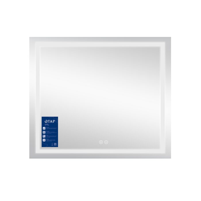 Дзеркало Qtap Mideya 800х700 з LED-підсвічуванням Touch, з антизапотіванням, з димером, рег. яскравості Reverse QT2078NCF8070W