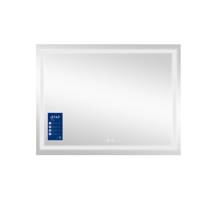 Дзеркало Qtap Mideya 900х700 з LED-підсвічуванням Touch, з антизапотіванням, з димером, рег. яскравості Reverse QT2078NCF9070W
