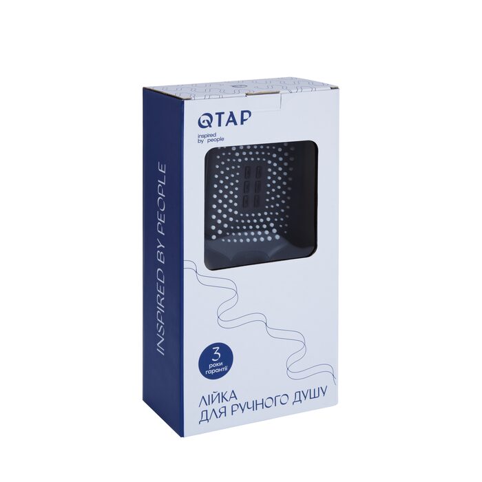 Лійка для ручного душу Qtap Rucni 140x110 мм прямокутна QTRUC125BLM45955 Black Matt