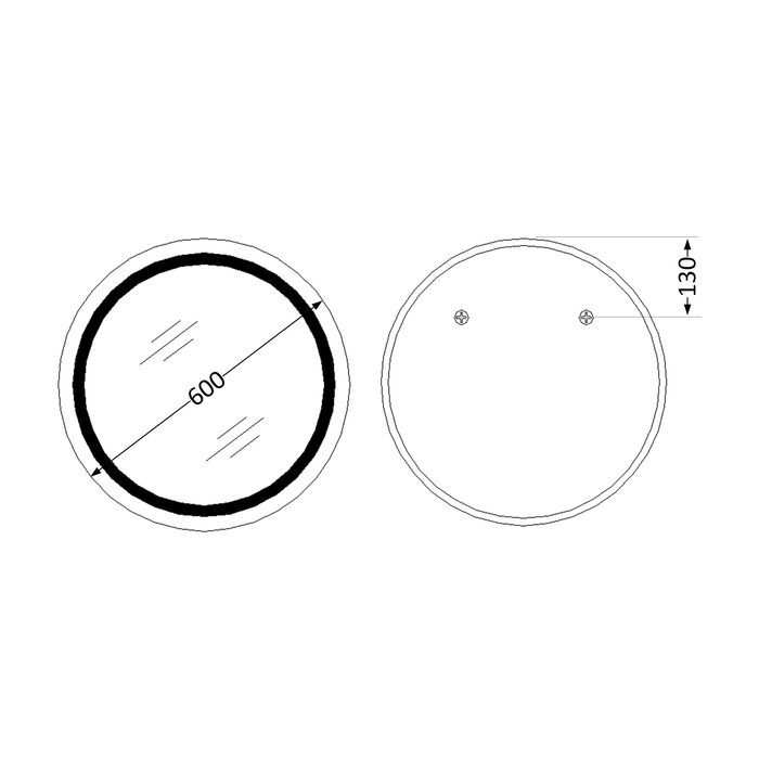 Дзеркало Qtap Taurus R600 з LED-підсвічуванням Touch, з антизапотіванням, з димером, рег. темп. кольору (3000-6500K) QT2478R607