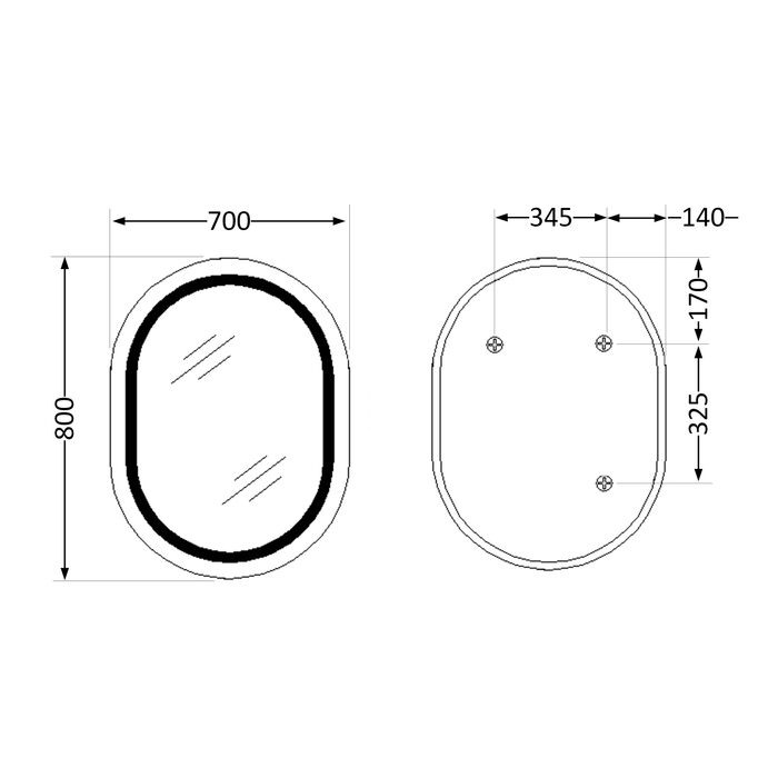 Дзеркало Qtap Gemini 800х700 з LED-підсвічуванням Touch, з антизапотіванням, з димером, рег. темп. кольору (3000-6500K) Reverse QT2578R8070