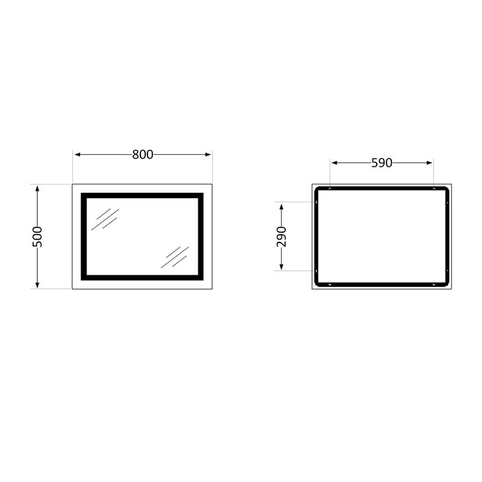 Дзеркало Qtap Cardinal 500х800 з LED-підсвічуванням Touch, з антизапотіванням, з димером, рег. темп. кольору (3000-6500K) Reverse QT0478C5080