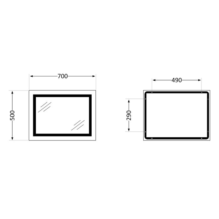 Дзеркало Qtap Cardinal 500х700 з LED-підсвічуванням Touch, з антизапотіванням, з димером, рег. темп. кольору (3000-6500K) Reverse QT0478C5070