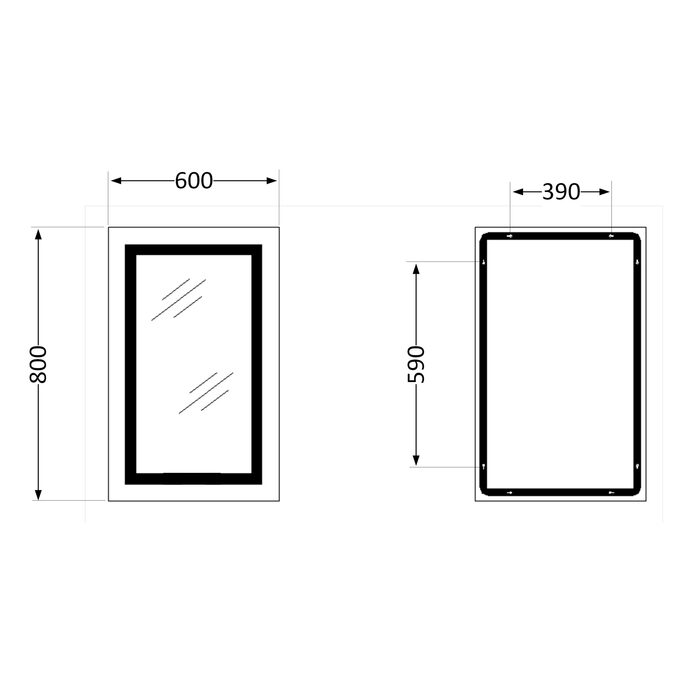 Дзеркало Qtap Cardinal 600х800 з LED-підсвічуванням Touch, з антизапотіванням, з димером, рег. темп. кольору (3000-6500K) Reverse QT0478C6080