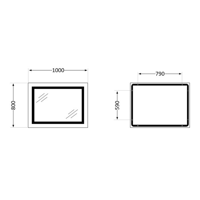 Дзеркало Qtap Cardinal 1000х800 з LED-підсвічуванням Touch, з антизапотіванням, з димером, рег. темп. кольору (3000-6500K) QT0478C10080