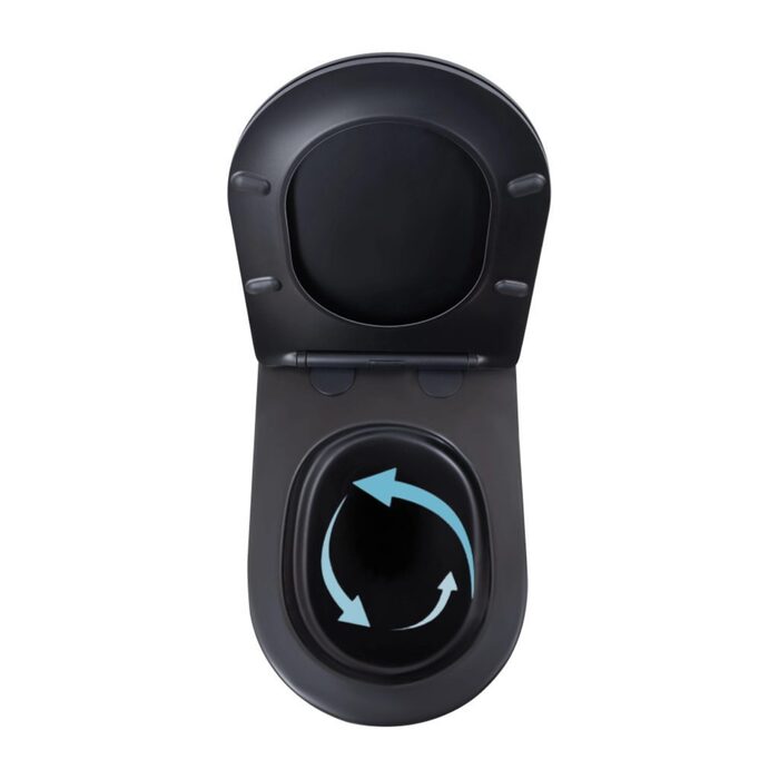 Унітаз підвісний Qtap Scorpio Ultra Quiet безобідковий з сидінням Soft-close MATT BLACK QT14332380AMB