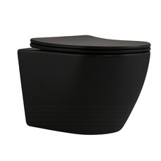 Унітаз підвісний Qtap Robin New Ultra Quiet безобідковий з сидінням Soft-close MATT BLACK QT13332381АSMB