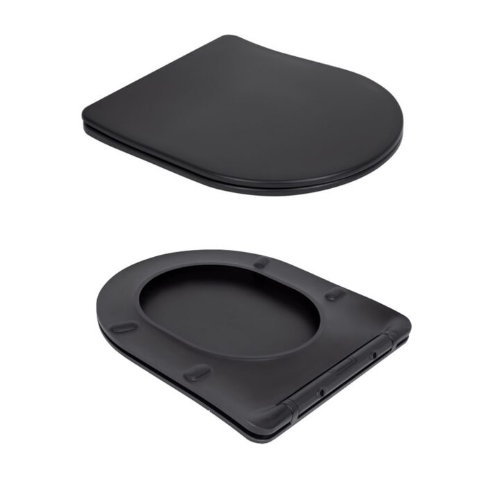 Унітаз підвісний Qtap Robin New Ultra Quiet безобідковий з сидінням Soft-close MATT BLACK QT13332381АSMB