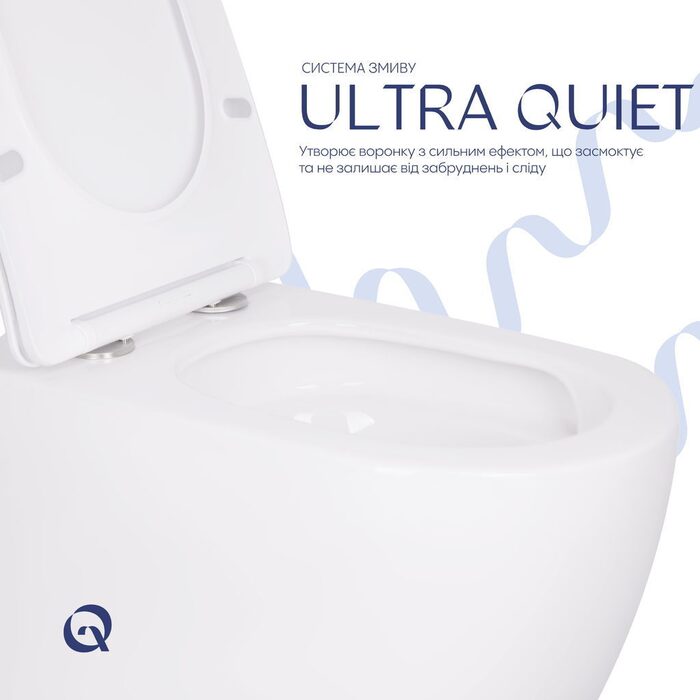 Унітаз підвісний Qtap Robin Ultra Quiet безобідковий з сідінням Soft-close 520x365x365 мм WHITE