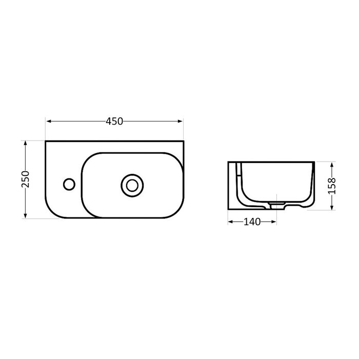 Раковина Qtap Tern 450х250х158 White QT1711H02RW
