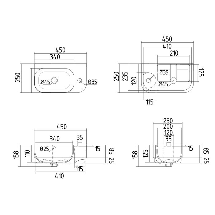 Раковина Qtap Tern 450х250х158 White QT1711H02LW