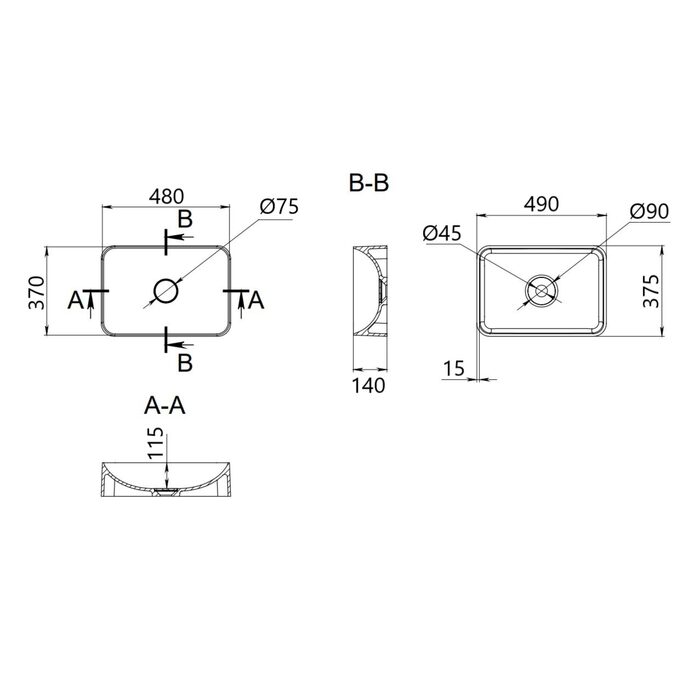 Раковина-чаша Qtap Tern 480х370х135 White QT17116069W
