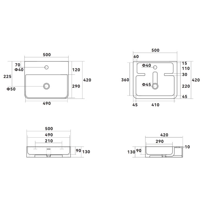 Раковина Qtap Nando LT 500х420х130 Matt black QT12116146AMB