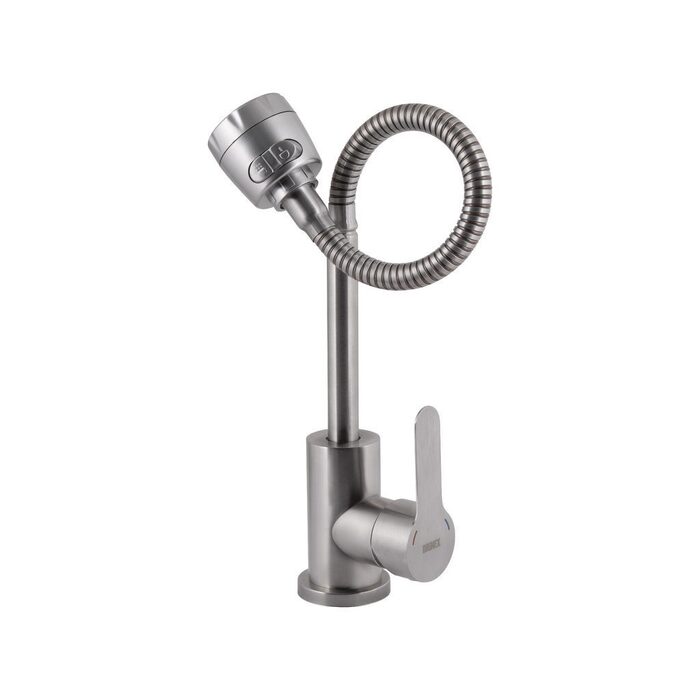 Змішувач для кухні Brinex Pure 015F41 з гнучким виливом   Nickel BRIPUR015F41NKL
