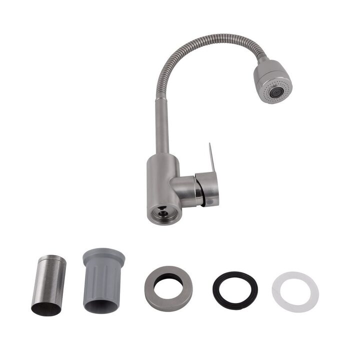 Змішувач для кухні Brinex Pure 015F41 з гнучким виливом   Nickel BRIPUR015F41NKL