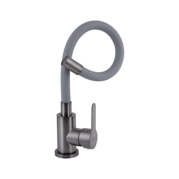 Змішувач для кухні Brinex Pure 015F3 з гнучким виливом   Graphite/Grey BRIPUR015F3GRG