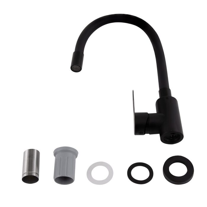 Змішувач для кухні Brinex Pure 015F3 з гнучким виливом   Black Matt BRIPUR015F3BLM