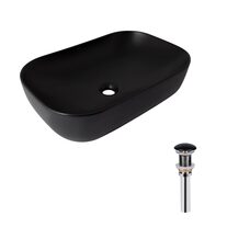 Комплект Qtap Robin: Раковина накладна прамокутна 600x390x150 мм Matt Black + Донний клапан PU03