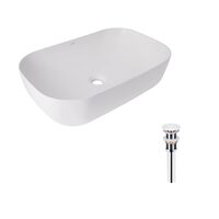 Комплект Qtap Robin: Раковина накладна прамокутна 600x390x150 мм White + Донний клапан PU02