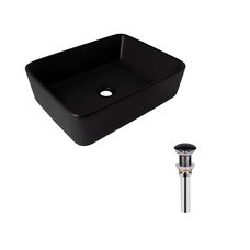Комплект Qtap Tern: Раковина накладна прамокутна 480х370х135 мм Matt Black + Донний клапан PU03