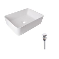 Комплект Qtap Tern: Раковина накладна прамокутна 480х370х135 мм White + Донний клапан PU02