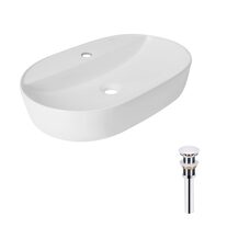 Комплект Qtap Scorpio: Раковина накладна овальна 600х400х120 мм White + Донний клапан PU02