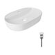 Комплект Qtap Scorpio: Раковина накладна овальна 600х400х120 мм White + Донний клапан PU02