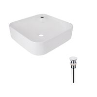 Комплект Qtap Stork: Раковина накладна квадратна 430x430x125 мм White + Донний клапан PU02