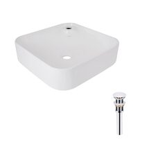 Комплект Qtap Stork: Раковина накладна квадратна 430x430x125 мм White + Донний клапан PU02